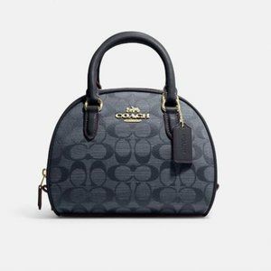 NWT Coach Sydney Satchel Crossbody In Signature Chambray & Smooth Leather